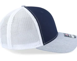 White Fish Hook Logo Navy/White/Heather Trucker - Skillfish