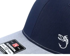 White Fish Hook Logo Navy/White/Heather Trucker - Skillfish