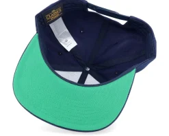 White Fish Hook Logo Navy Snapback - Skillfish