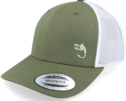 White Fish Hook Logo Olive/White Trucker - Skillfish