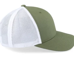 White Fish Hook Logo Olive/White Trucker - Skillfish