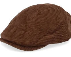 Wild Corduroy Sixpence Dark Brown Flat Cap - Upfront