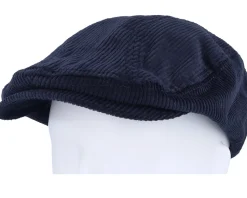 Wild Corduroy Sixpence Navy Flat Cap - Upfront