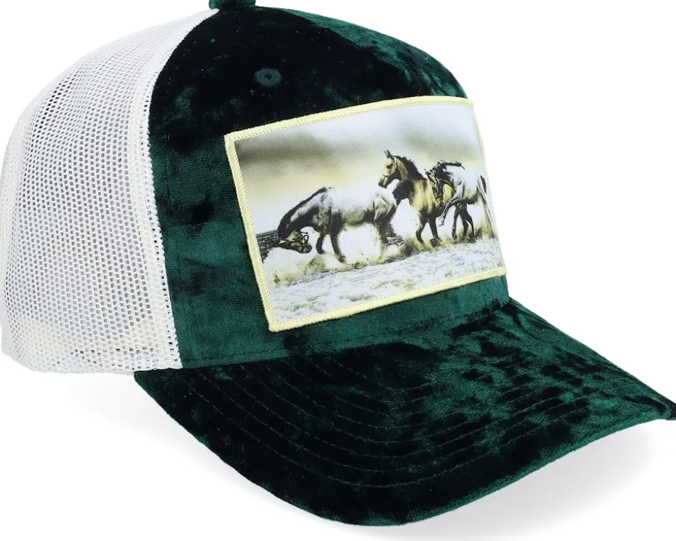 Wild Horses Velvet Green/Ivory A-frame Trucker - Calza Pennello