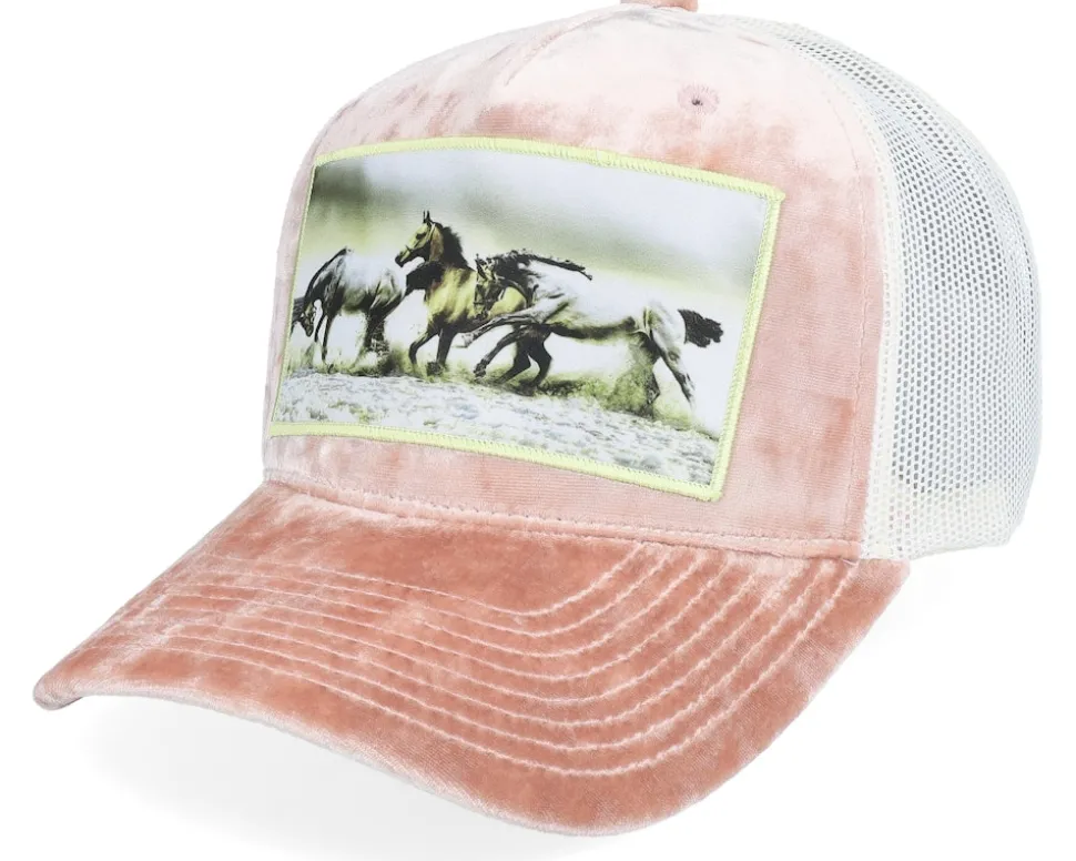Wild Horses Velvet Peach/Ivory A-frame Trucker - Calza Pennello