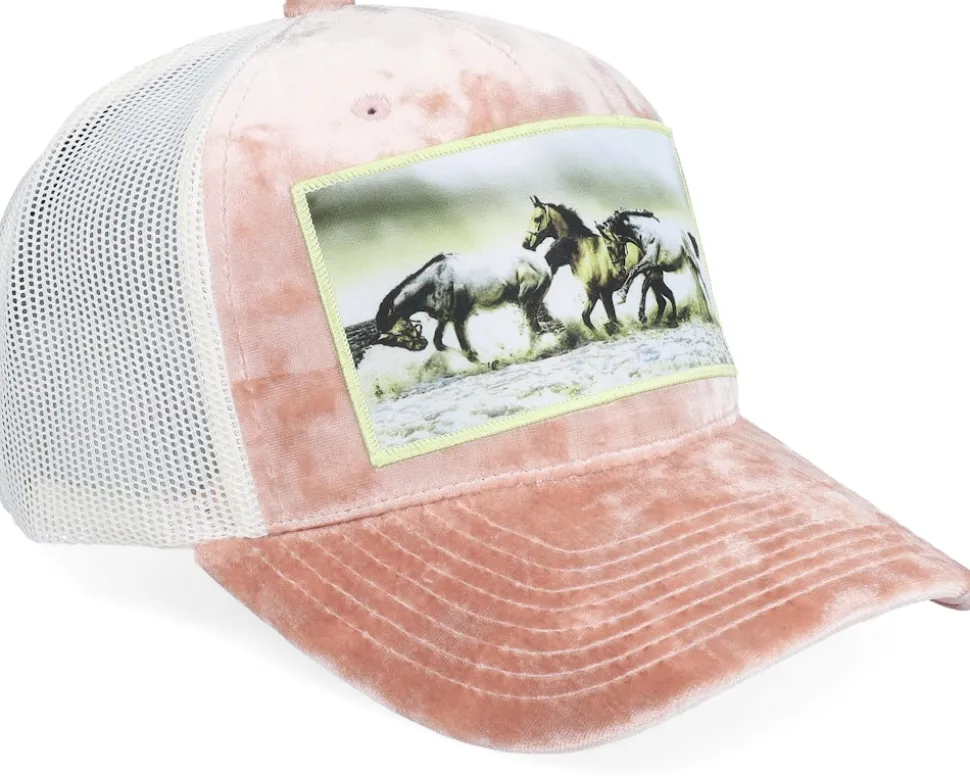 Wild Horses Velvet Peach/Ivory A-frame Trucker - Calza Pennello