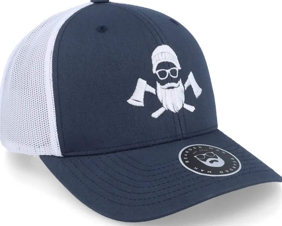 Wild Life Axe Logo 2-tone Navy/White Trucker - Bearded Man