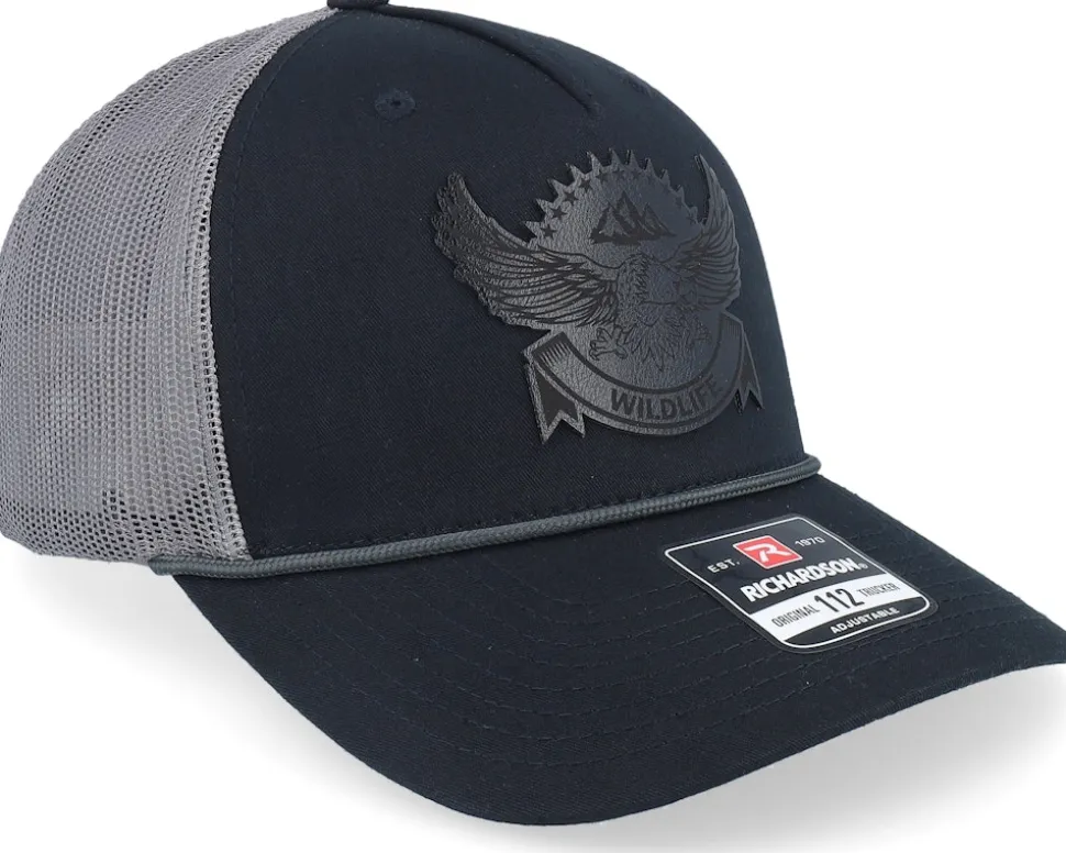 Wildlife Eagle Big Patch Black/Charcoal Rope A-Frame Trucker - Wild Spirit
