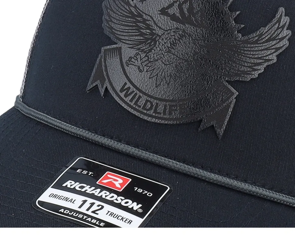 Wildlife Eagle Big Patch Black/Charcoal Rope A-Frame Trucker - Wild Spirit