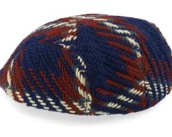 Willey Checked Sixpence Navy Flat Cap - Upfront