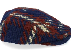 Willey Checked Sixpence Navy Flat Cap - Upfront
