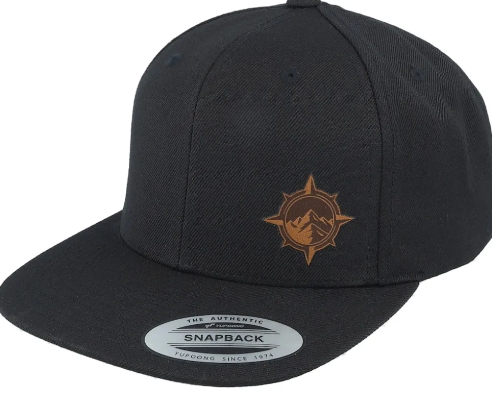 Windrose Mountain Brown Patch Black Snapback - Wild Spirit