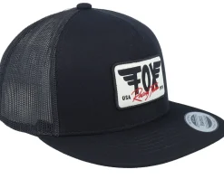 Winged Black A-Frame Trucker Snapback - Fox