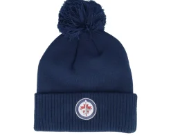 Winnipeg Jets NHL Cuffed Beanie Navy Blue Pom - Adidas