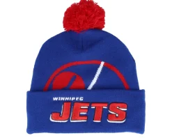 Winnipeg Jets Punch Out Knit Blue Pom - Mitchell & Ness