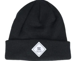 Womens Label Beanie Black Cuff - DC