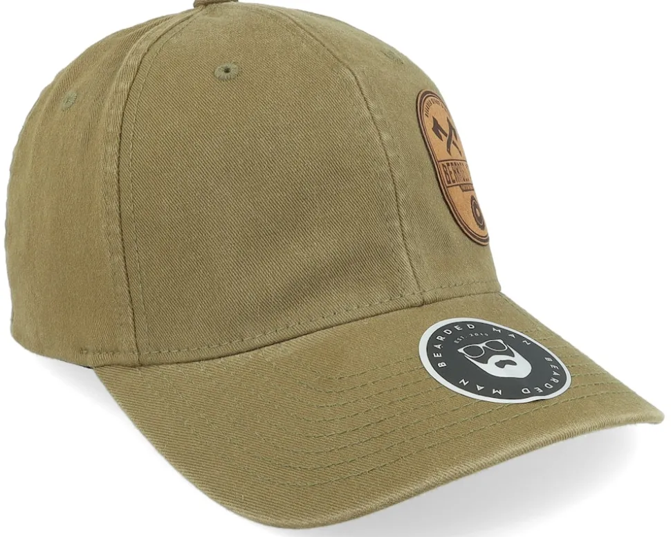 Wood Work Emblem Washed Cotton Dad Cap - Bearded Man
