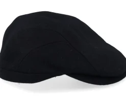 Wool Blend Black Flat Cap - Seeberger