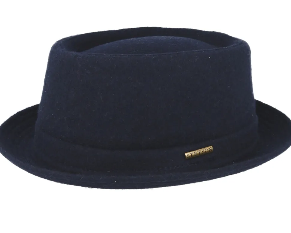 Wool Navy Pork Pie - Stetson